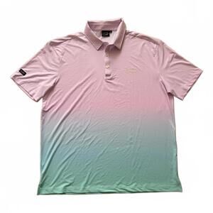 Sunday Swagger Golf Polo Shirt Ombre Performance Stretch Pink Blue Men Size 2XL